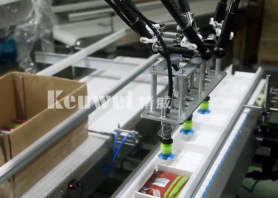Máquina de embalagem do saco com o manipulador paralelo para a caixa