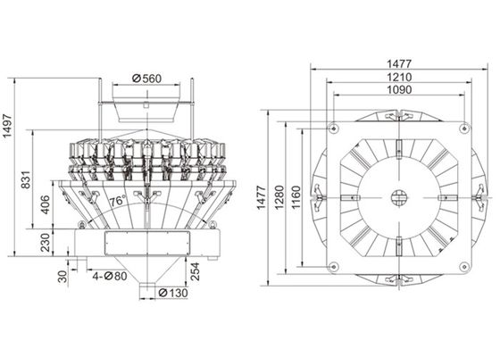 24 Head 3 Layer Hopper Multihead Combination Weigher